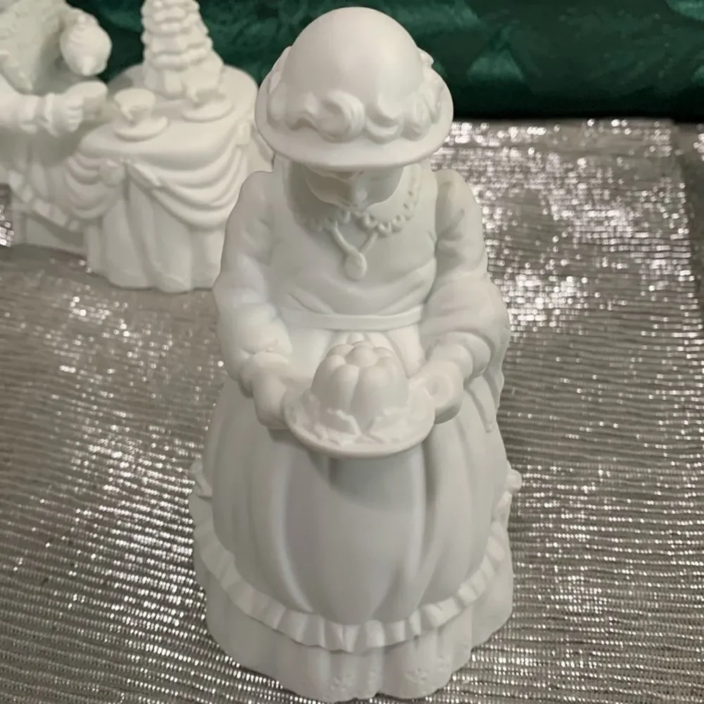 Department 56 Winter Silhouette White Porcelain‎ Figures Christmas Tea Set Of 3